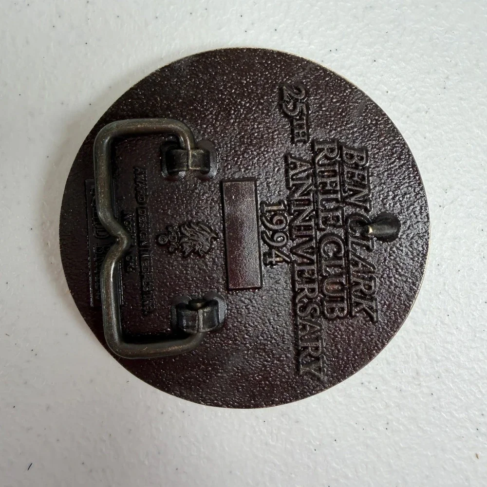 Ben Clark Memorial Rifle Club El Reno Solid Brass Vintage 1994 Belt Buckle